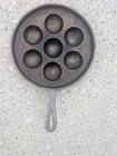 Vintage Lodge No. 32D H Aebleskiver Pan 7-Cup Cast Iron Danish Pancakes 9 inch