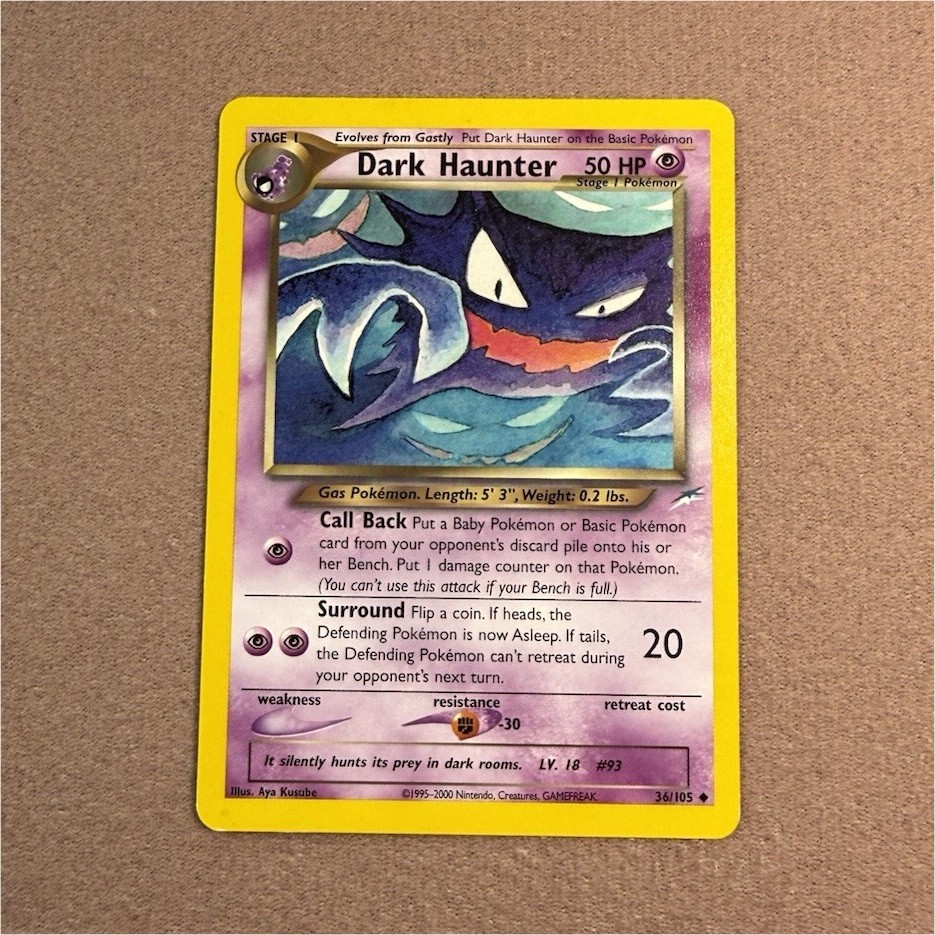 Nintendo Pokemon TCG Team Rocket Dark Haunter 36/105 50 HP Uncommon Unlimited