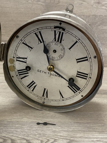 Early Antique Seth Thomas Maritime Ships Clock Nickel Finish Working - Picture 8 of 11