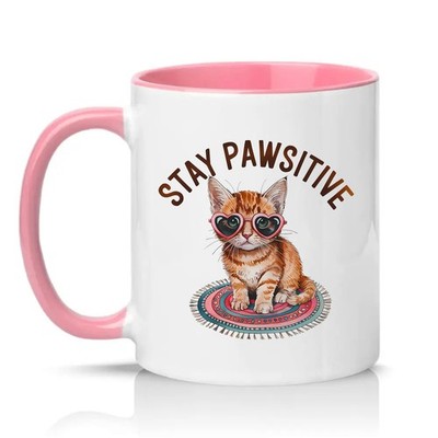 Stay Pawsitive Unisex 11 Unzen Keramiktasse Katze Wortspiele Katzenliebhaber Neuheit Geschenk