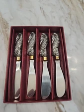 Set of 4 Butter Cheese Spreader Knives ARTHUR COURT Salmon Fish Charcuterie
