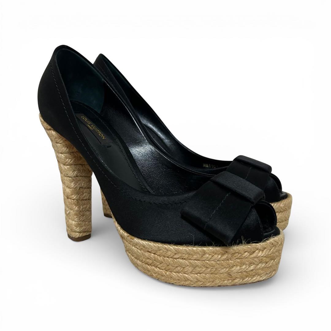 LOUIS VUITTON Pumps Heel Satin Black EU36.5/US6.5 120388c thumbnail 17
