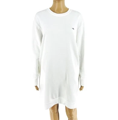 GANT Femme Blanc Logo Col Rond Manches Longues Pull Robe XL - Photo 1/4