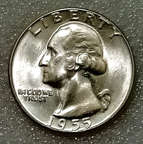 🟅 UNC 1955 90% Silver Wash. Quarter 25¢ - 71-Year-Old Coin