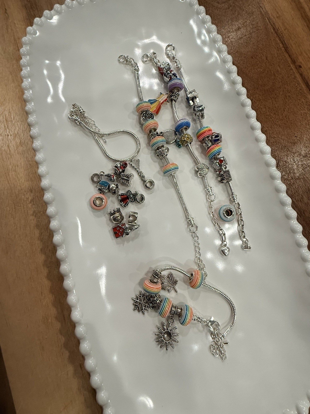 Adjustable Silver Snake Chain Charm Bracelet with… - image 1