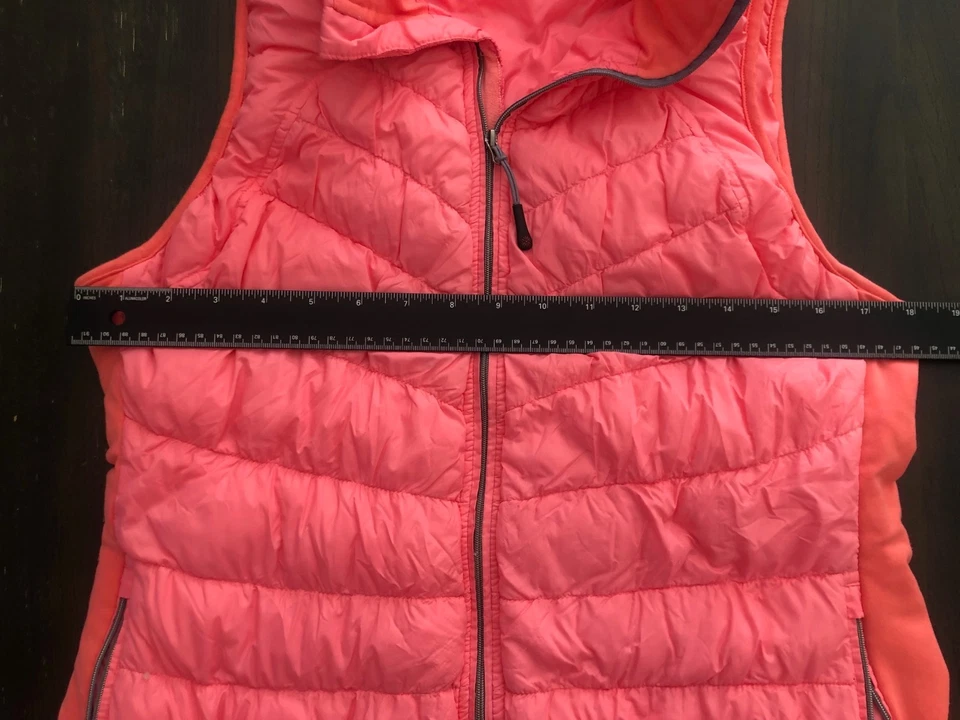 Mandarina Talla L Brillante Coral Puffer Chaleco Nieve Invierno Cálido Foto 3 de 4