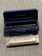 M Hohner Blues Harp Harmonica Key Of C 10 Hole With Case Made In Germany