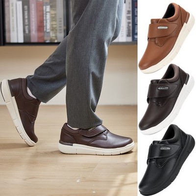 FitVille Diabetic Shoes for Men Wide Leather Walking Casual Shoes Hook & Loop