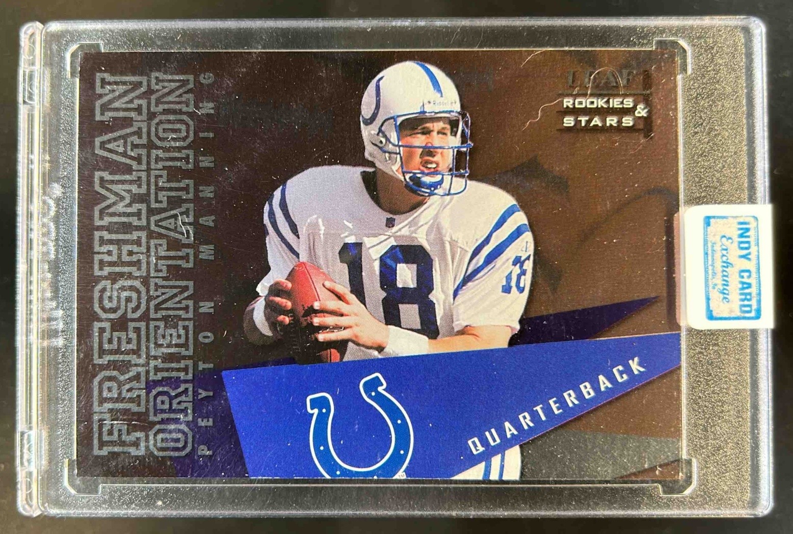 1998 Leaf Rookies & Stars Peyton Manning Freshman Orientation RC #/2500 Colts
