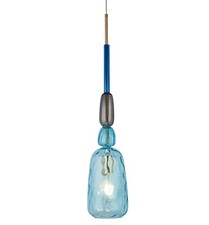 1 Light Multi-Coloured Glass Ceiling Pendant – Blue Shade Bronze Finish Narghile