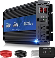 3000W Power Inverter 12V DC to 110V/120V AC Converter, 6000W Peak, LCD Displa...