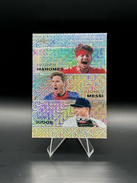 Patrick Mahomes, Lionel Messi & Aaron Judge 2025 Leaf Metal Trio Silver /10 RC