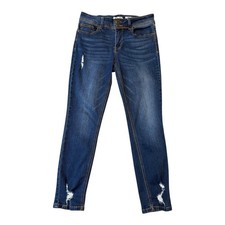 Indigo Rein Distressed Ankle Skinny Jeans Dark Wash Denim Size 9 Juniors