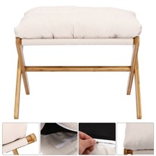 Footstool Upholstered Footrest Modern Folding Foot Stool With Detachable Cushion