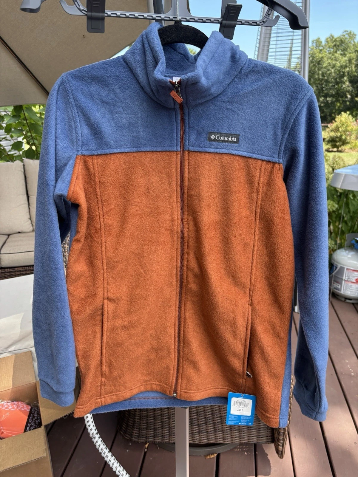 Columbia Full Zip Fleece Coat Orange & Blue Youth Size XL - New With Tags