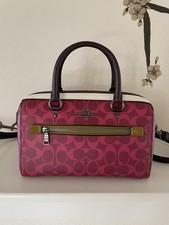 Coach 90396 Signature Multi Colors Rowan Satchel Handbag Crossbody