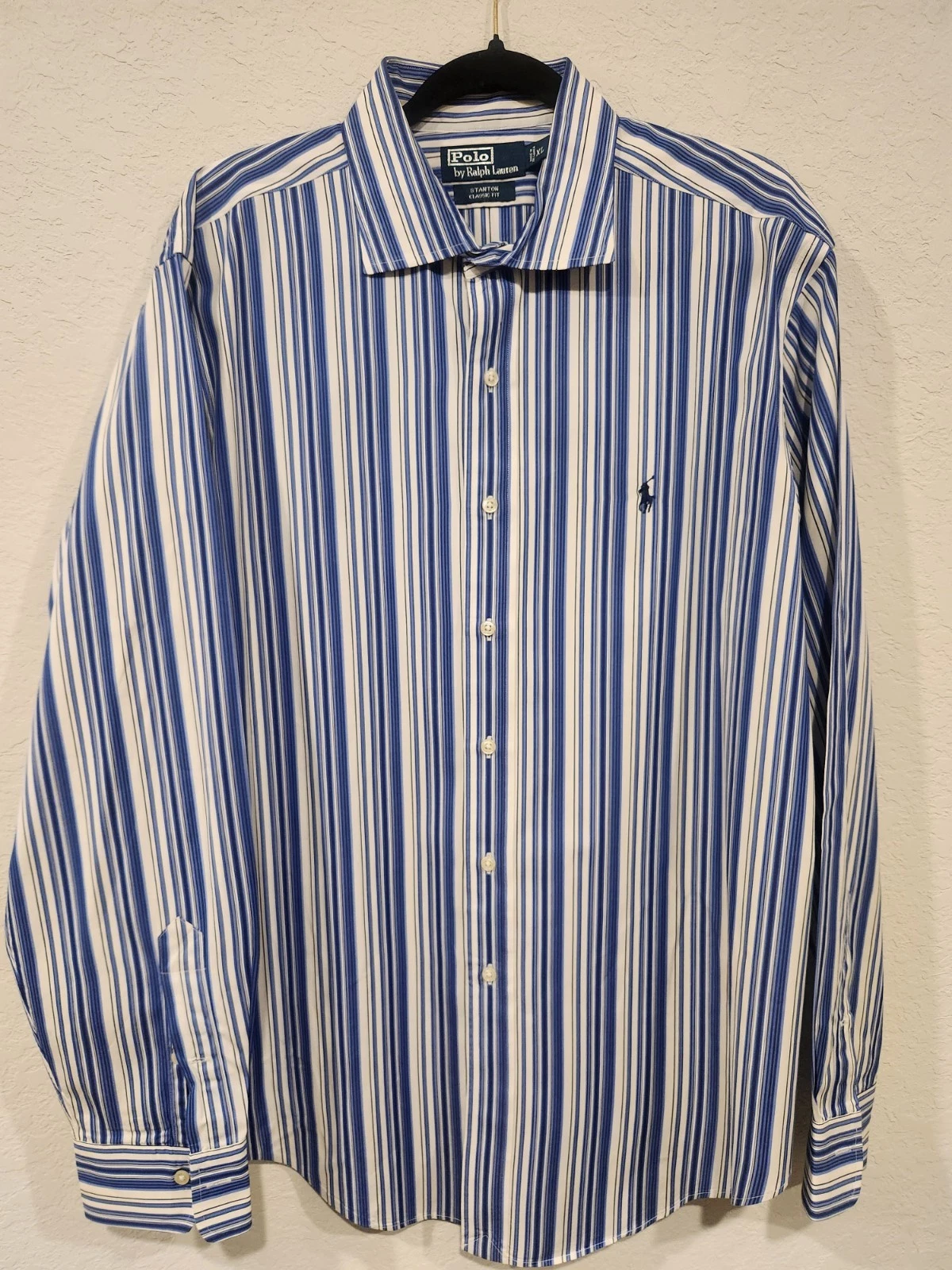 Polo Ralph Lauren Men’s Shirt XL Stanton Classic Fit Blue White Stripe Long...