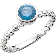 Sterling Silver Stackable 1 Round Birthstones Mothers Ring, Moms jewelry gift