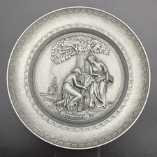 Zinnteller Wandteller; Behrendsohn; Punze Engelmotiv; 90er; Thema Sommer; D19cm