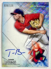 2021 Bowman Sterling Tanner Burns Card BSPA-TB Wave Refractor Auto Prospect /125
