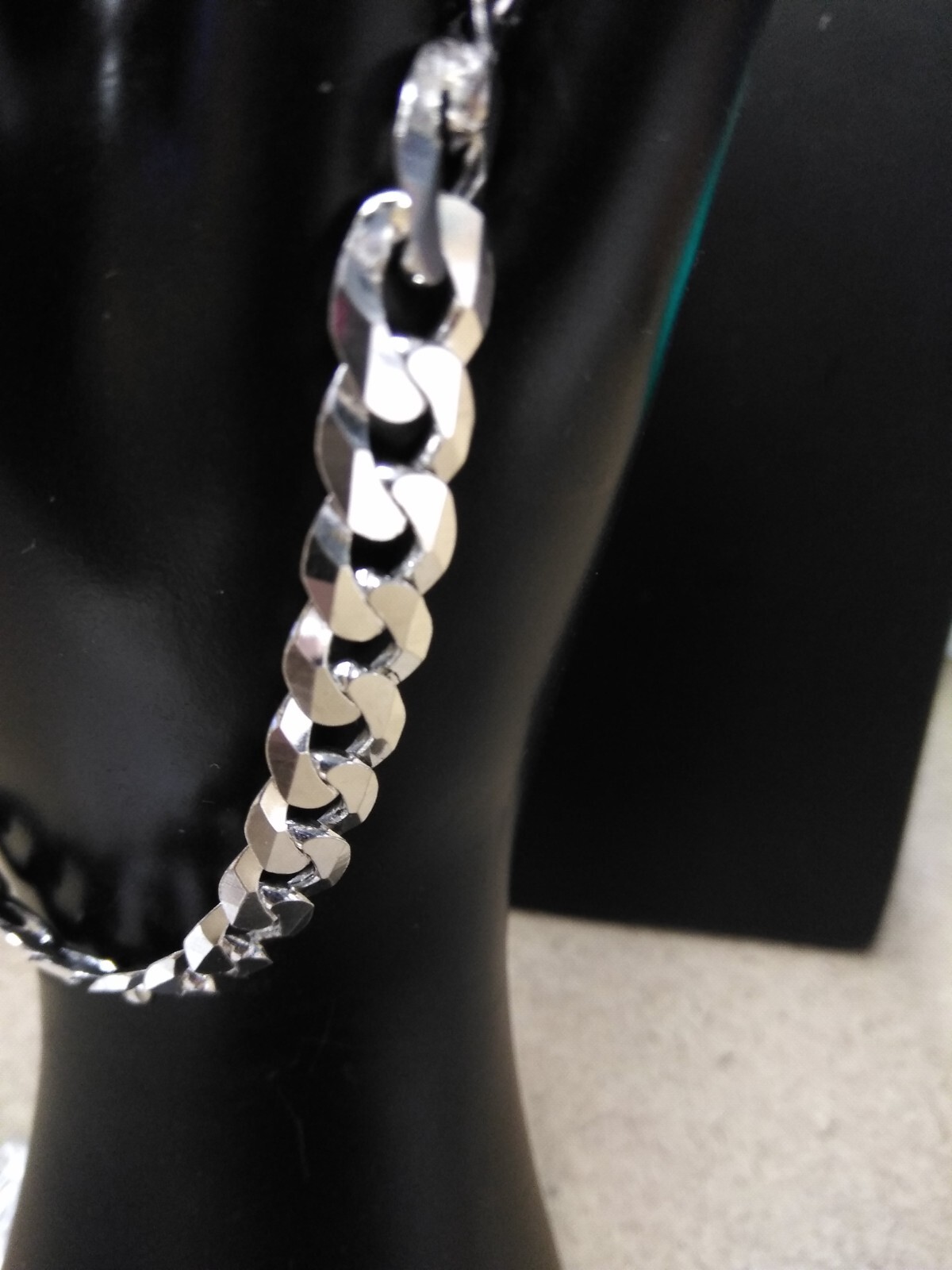 Sterling Silver 9" Solid Curb Bracelet - image 3