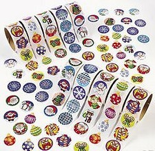 Christmas Holiday Scrap Booking Sticker Assortment - 10 Rolls, 100 Stickers Each