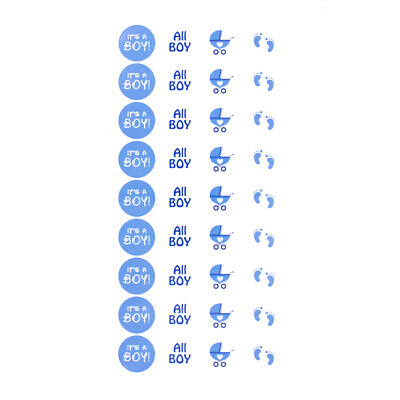 Its a Boy Baby Shower Party Sticker Jungs Aufkleber Blau 108 Stk 4 Motive
