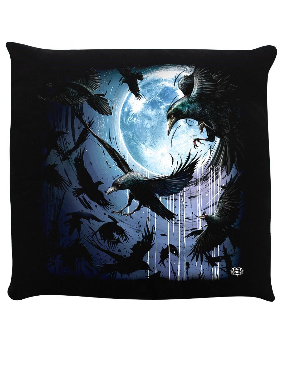 Spiral Cushion Crow Moon Black 40x40cm
