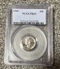 PCGS PR65  1940  SILVER  Mercury Proof Dime