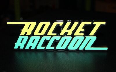 Rocket Raccoon 3D printed Logo Sign Wall Desk Shelf Art