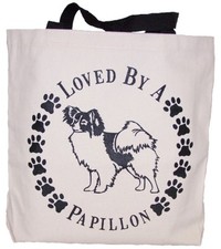 Loved By A Papillon Tote Bag New MADE IN USA