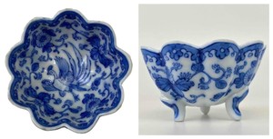 Antique Chinese Ming Kangxi Blue & White Lotus Porcelain Libation Cup Dish Bowl