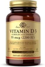 A Solgar Vitamin D3 (2200 IU) 100 Capsules Dietary Supplement for Immune System