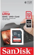 32GB Ultra 100MBs Sandisk SDHC Memory Card