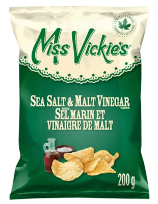 Miss Vickie's Sea Salt & Malt Vinegar Flavor Kettle Cooked Potato Chips, 200g