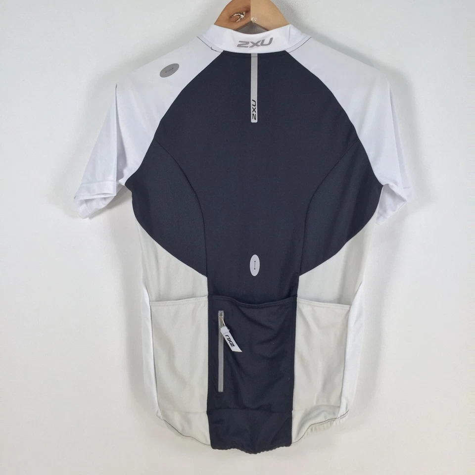 2XU mens cycling jersey size S black white zip short sleeve 065049 - Image 4 of 4