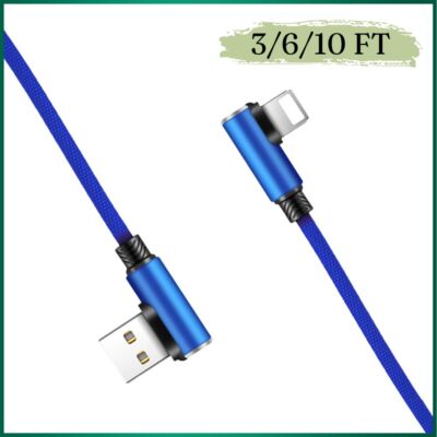 Heavy Duty 90 Degree USB Fast Charging Cable For iPhone 14 13 12 11 Charger Cord
