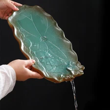 Pottery Tea Plate Lotus Carved Fish Tea Tray For Pot Cup Reservoir Tea Boat New