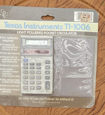 NEW VTG TI-1006 Texas Instruments Solar Powered Electronic Calculator w/ Case