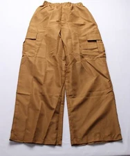Balera Women's Wide Leg Elastic Waist Cargo Pocket Pants CA4 Camel Small