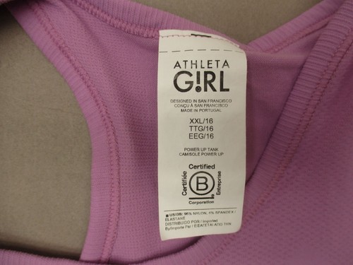 ATHLETA Size 2XL (16) Girls Purple Round Neck Athletic Racer Back Tank Top 062 - Picture 7 of 8