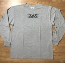 Adidas Vintage 90’s USA Made Long Sleeve T-Shirt M Gray Double Sided Stripe Logo