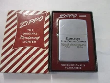 1955 5 BARREL ZIPPO ADVERTISING LIGHTER DAMASCUS STEEL CASTING CO. 50th ANNIV.