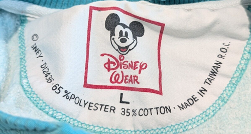 Vintage Mickey Mouse Crew Neck Disney Wear Sweater Sweatshirt Quarter Button L - Picture 9 of 11