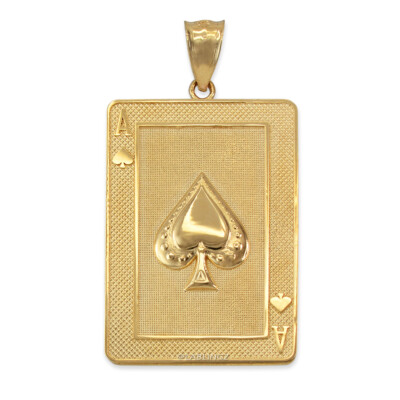 #ad #ad 10K Gold Ace of Spades Poker Card Hip Hop Pendant yellow white rose 2 tone $709.62