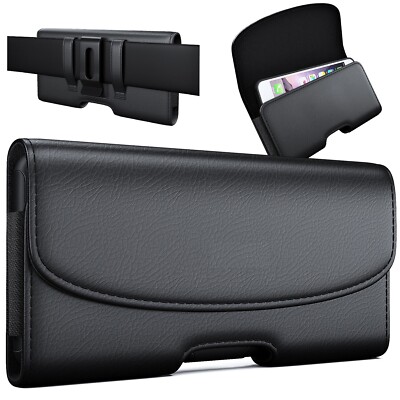 Horizontal Leather Phone Holder Belt Clip  Loop Holster Pouch to Fit iPhone case