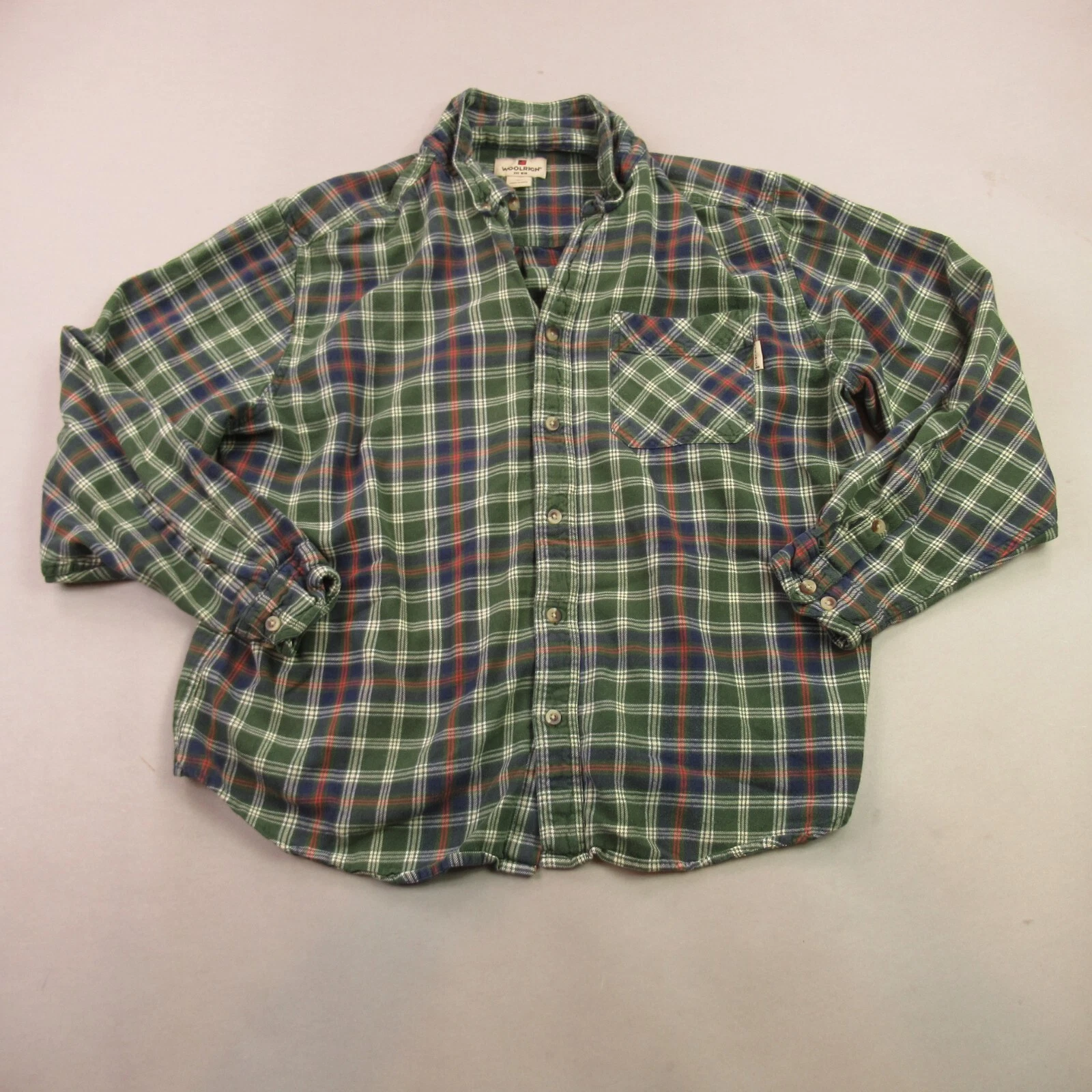 Woolrich Shirt Mens XL Long Sleeve Pocket Button Front Lightweight Plaid