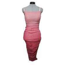 NWT Windsor Women's SIZE S Ombre Glitter Mesh Midi Split Dress in Pink