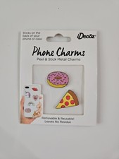 iDecoz Phone Charms Peel  Stick Metal Charms Donut  Pizza Slice Removable