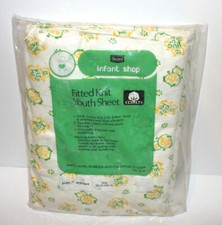 NEW VTG Sears Infant Shop Fitted Knit Crib Bottom Sheet Green Yellow 33x66"